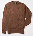 Osborne Lambswool Large Cable Crew Neck Tobacco